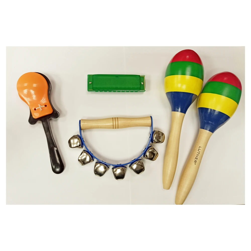 Набор музыкальных инструментов для детей (губная гармошка маракасы кастаньеты