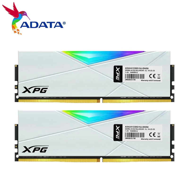 ADATA XPG D50 DDR4 3200 3600 4133MHz 16GB (2x8GB) 32GB (2x16GB) 64GB  (2x32GB) kit desktop memory heavy armor RGB white memory