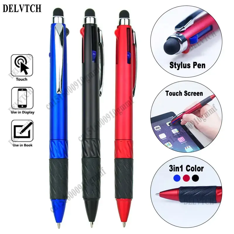 3in1 Ballpoint Pen With Capacitive Touch Screen Stylus Black Blue Red Color Ink 0.7mm Tip For Office Wrting Signature Ball Pen 2 in 1 stylus touch screen and ball point pen for touch screen devices baby blue