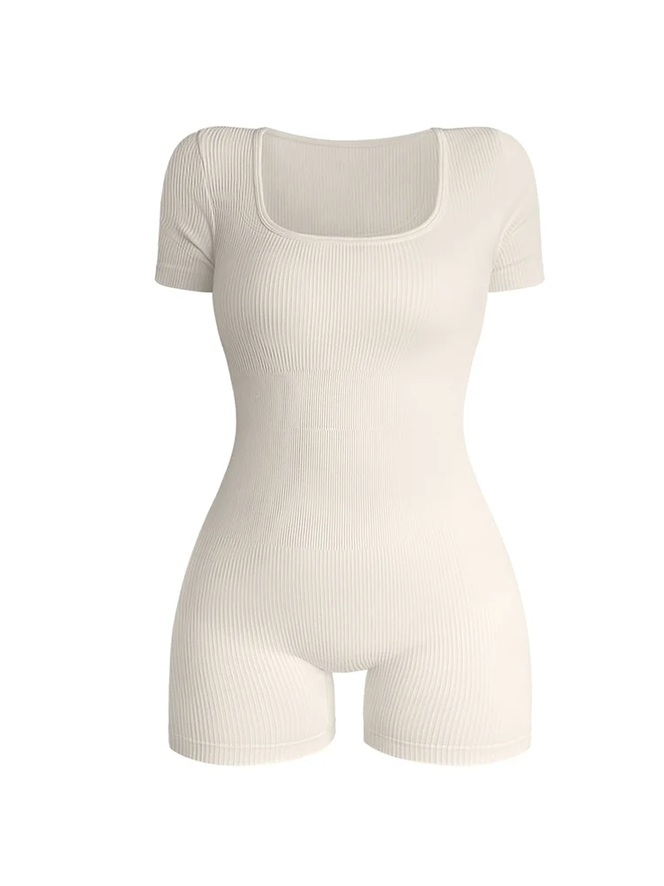 Women’s Square Neck Short Sleeved Jumpsuit Sexy High Waist Bodycon One-piece Jumpsuit Fashionable Sexy Streetwear Ladies Best Sellers In Women's Clothing