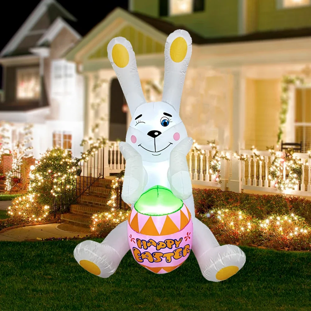 

Easter Inflatables Yard Decorations Blow Up Easter Bunny Holding Egg with LED Lights for Outdoor Indoor Home Holiday Party Decor