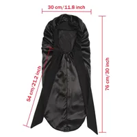 Bonnet de nuit Long en Satin pour femmes noires, couleur unie, Extra Large, avec cravate longue, Bonnet de soins capillaires pour tous les Types de cheveux 3