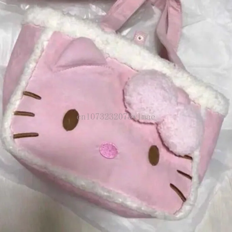 Kawaii Hello Kitty Plush Bag Cartoon Soft Stuff Handbag Women Tote Shoulder Bags  Fashion Casual Y2k Large Capacity Plushies Bag 2