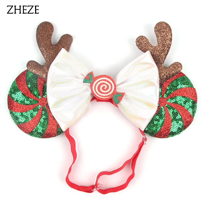 Niedliche 3,3" Minnie-Mickey-Ohren-Stirnbänder aus elastischem Material, modische Glitzer-Haarbänder für Neugeborene, verstellbare Haarbänder, Baby-DIY-Haaraccessoires für Festivals und Reisen. – Detail 12