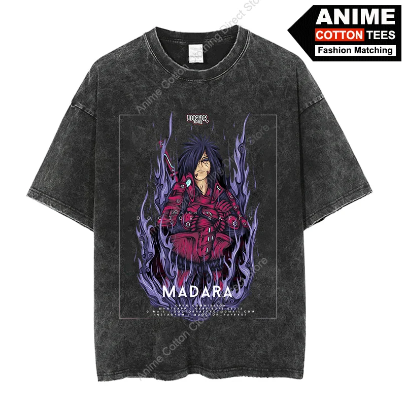 Anime Naruto T-shirt Uchiha Madara Graphic T Shirt y2k Harajuku Unisex Hip Hop Streetwear Cotton Vintage Loose Casual Black Tees