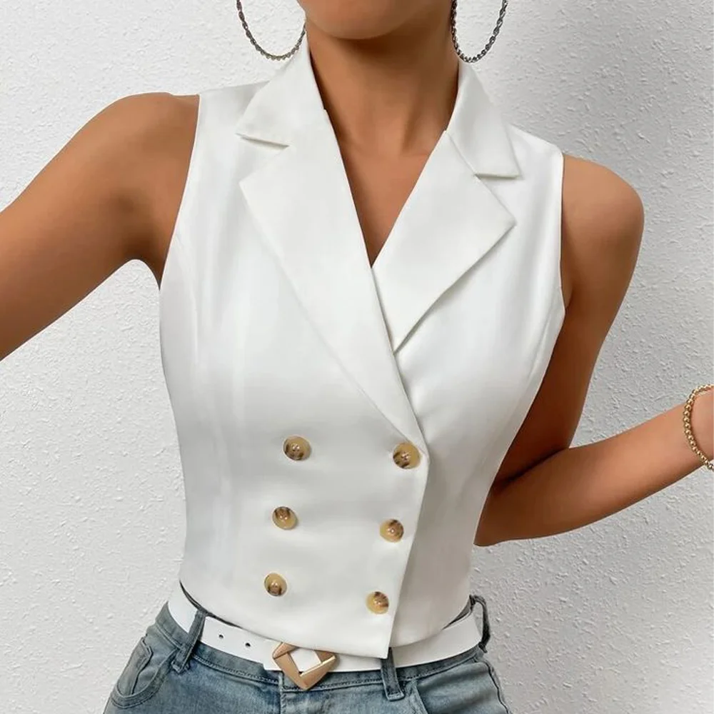 

Women's Serge Suit Vest Double Breasted Women's Vests 2023 Sleeveless Vest Woman Womans Clothing Female Fashion Womens베스트 조끼