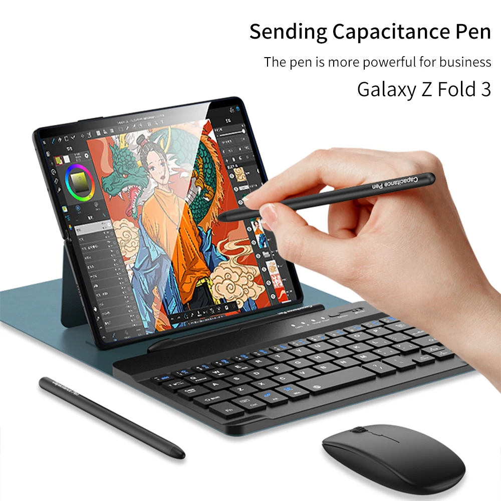 Samsung Galaxy Z Fold 4 3 Magnetic Bluetooth Wireless Folding Keyboard Holder Leather Case with Pen Slot Mouse mechanical keyboard wireless mechanical keyboard bluetooth keyboard wireless keyboard mouse set