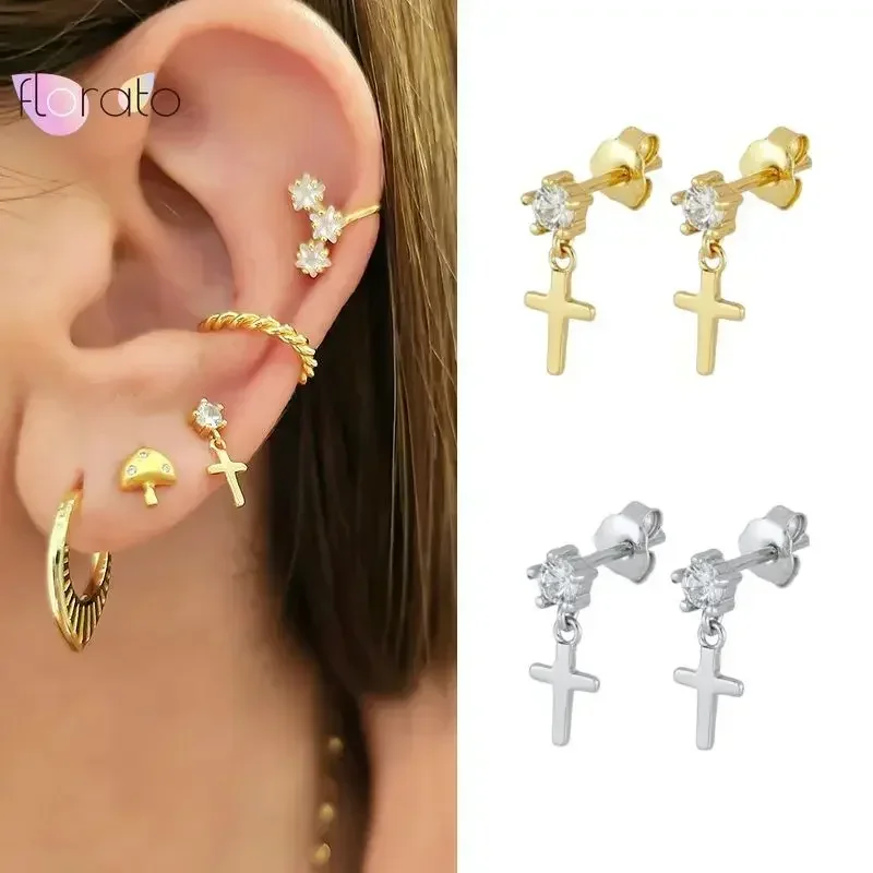 High Quality 925 Sterling Silver Needle Metal Dagger Cross Pendant Hoop Earrings for Women Charm Sword Earring Vintage Jewelry 3