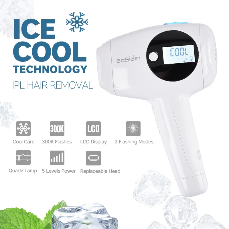 Epilatore elettrico 2 in 1 con luce pulsata (IPL), permanente e indolore, ideale per la zona bikini. Lampada sostituibile._voghion.com
