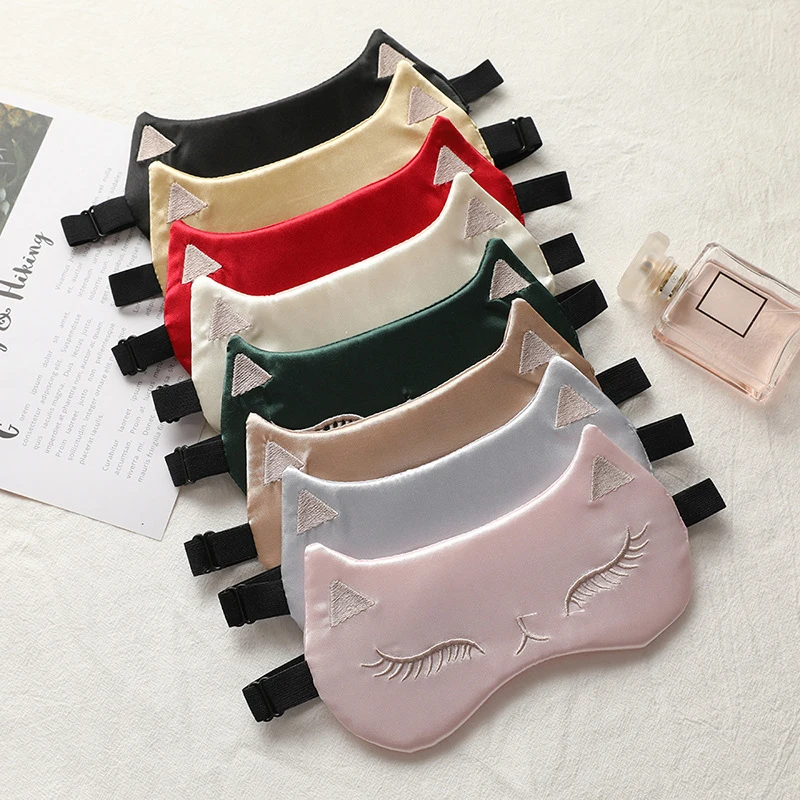 Description Picture 2 of itemEye Mask for Sleeping Masks for Night Cute Cat Silk Sleep Eye Cover Patch Travel Eyepatch Nap Shade Blindfold Women Eyeshade