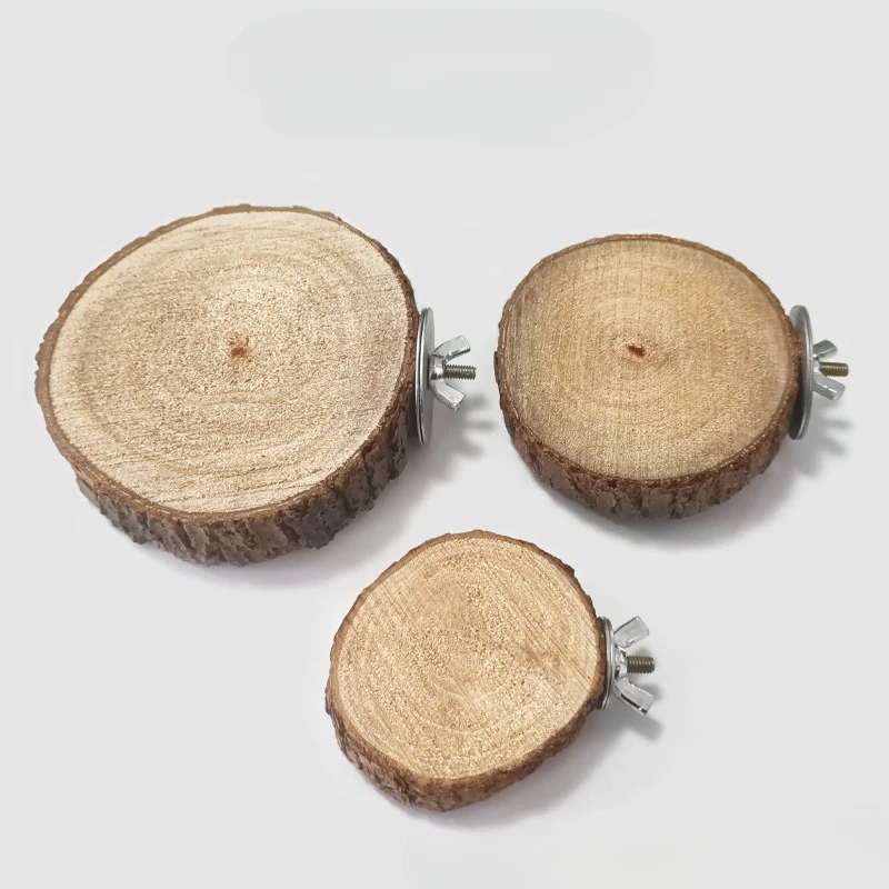 Parrot Bird Perch Parrot Hamster Round Stand Board Pet Bird Parrot Wooden Platform Bracket Toy Hamster Branch Perch Bird Cage Toy Pet Stand Board