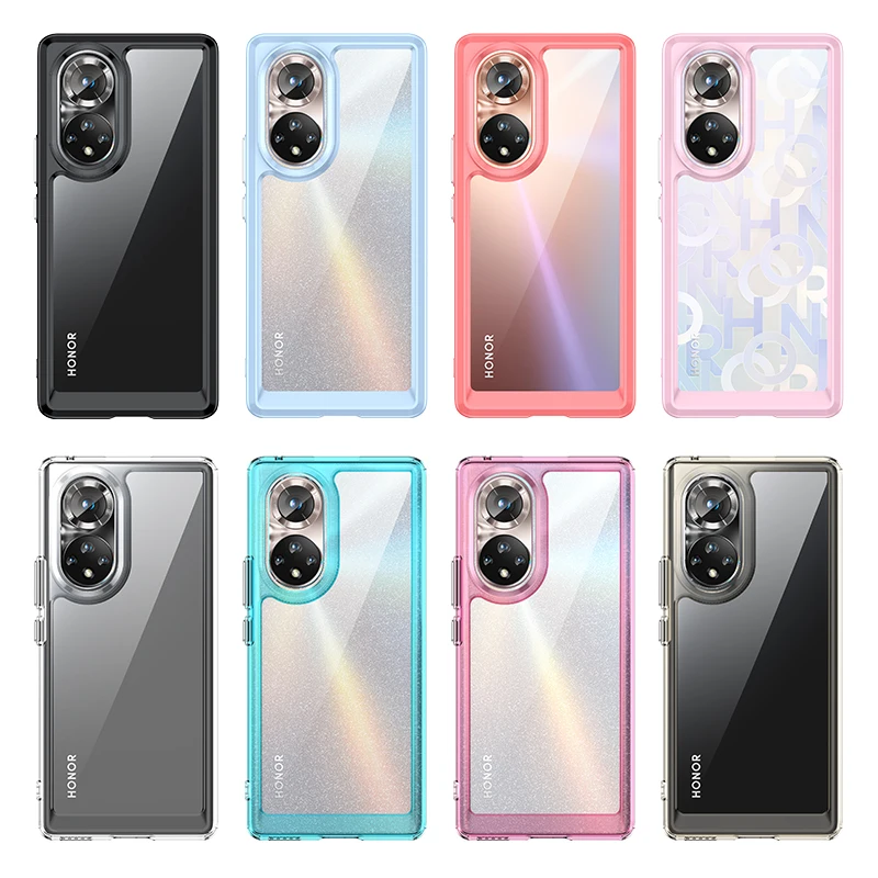 

For Honor 50 Clear Case Honor 50 Cover Coque Fundas Hard Translucent Soft Frame Shockproof Phone Bumper Honor 50