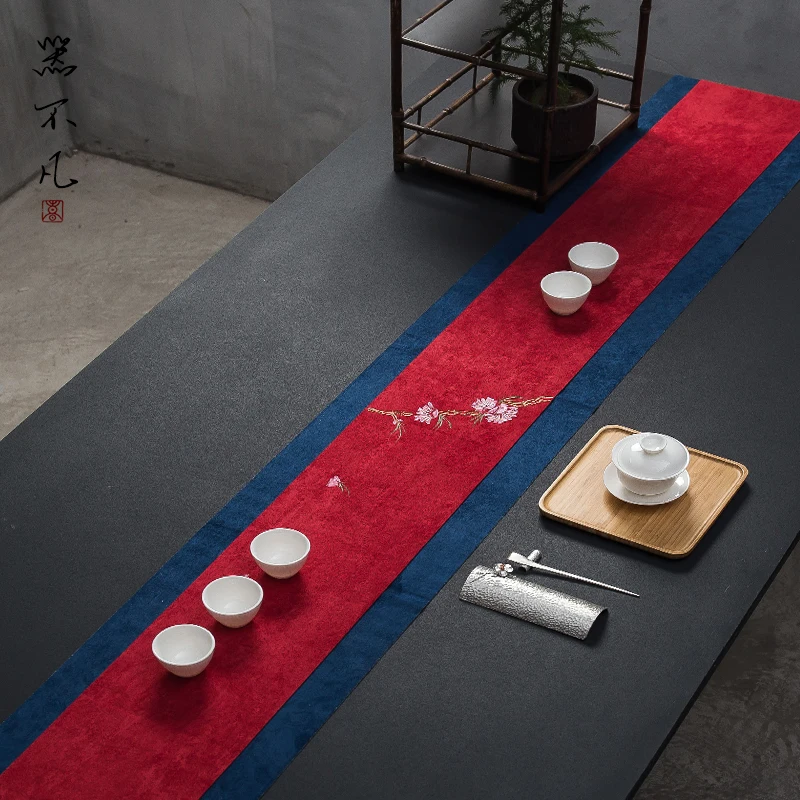 

Waterproof Non-Slip Tea Mat Zen Table Runner New Chinese Style Dry Pour Cloth Strip Towel Tablecloth Pad Customization