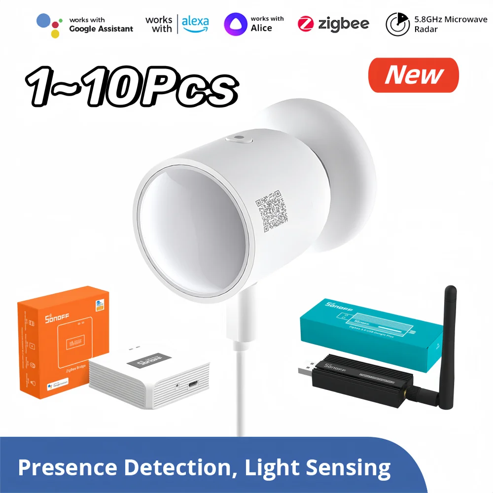 

SONOFF SNZB-06P Zigbee Human Presence Sensor Microwave Radar Presence Detection Light Sensing Works With Alexa For Smart Home