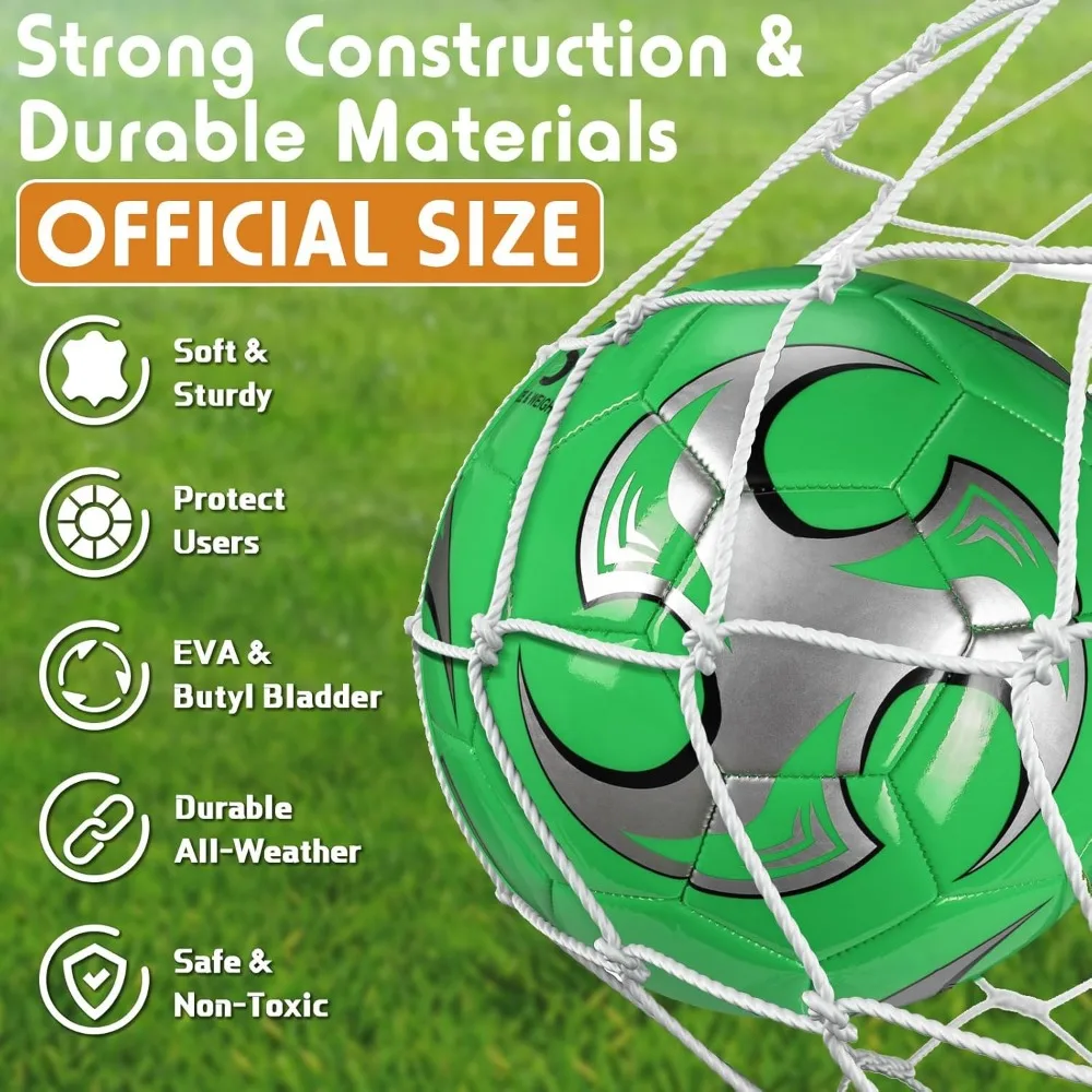 Bulk Pack of 12 Deflated Soccer Balls for Teens and Adults with Pump, Size 5, Suitable for Indoor and Outdoor Training, Ideal fo view 3