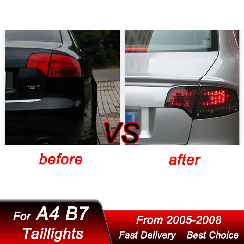 アウディA4 S4 RS4 B7セダン用LEDテールランプ 2005-2008y For 05 06 07 08 Audi A4 S4 RS4 B7 Sedan LED Tail Brake