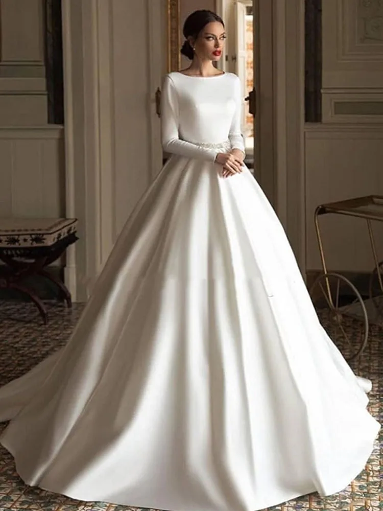 Brautkleid langarm satin Outlet