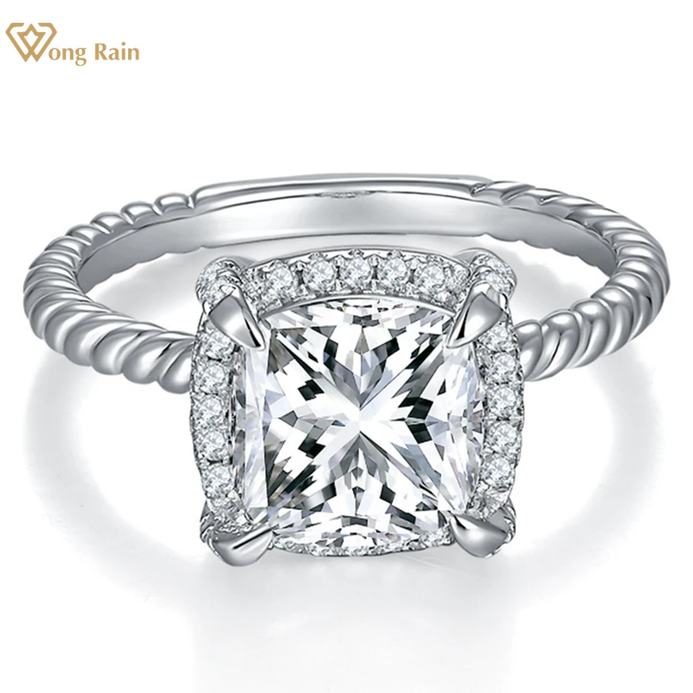 

Wong Rain 100% 925 Sterling Silver 3EX VVS D Cushion Cut 8 MM Real Moissanite Diamonds Sparkling Women Ring Engagement Jewelry