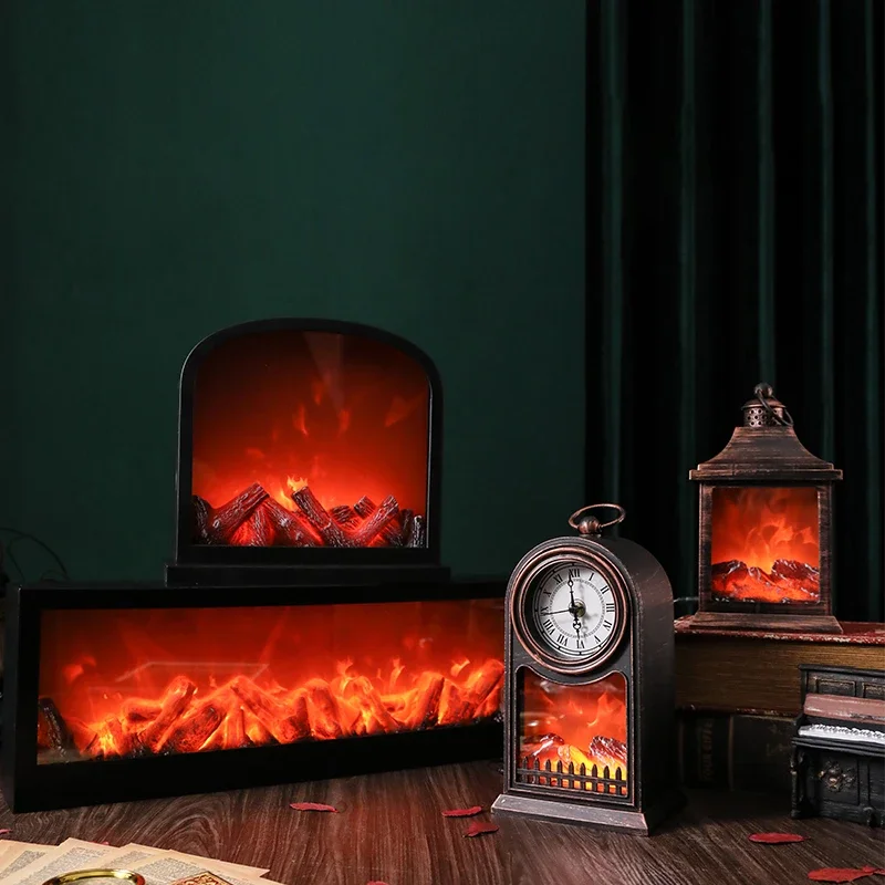 Nordic จําลองเตาผิงคริสต์มาส Props ห้องนั่งเล่นห้องนอน Study ตกแต่งเครื่องประดับเตาผิงอิเล็กทรอนิกส์ LED เปลวไฟ 1
