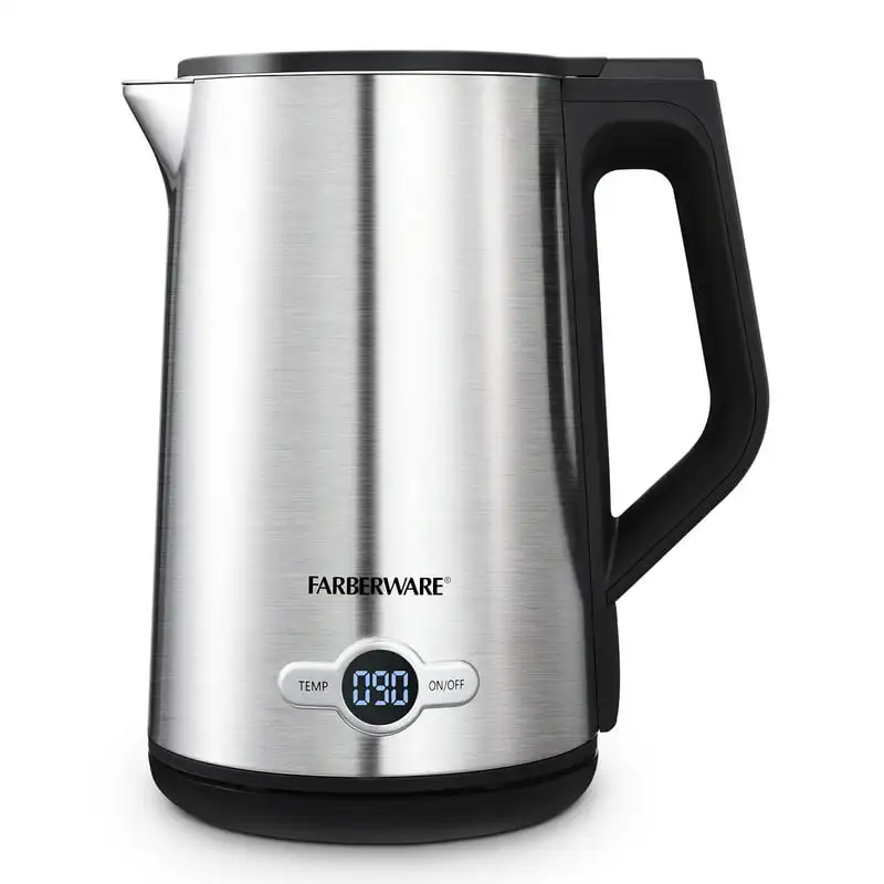 

1.7 Liter Electric Kettle, Double Wall Stainless Steel and Black