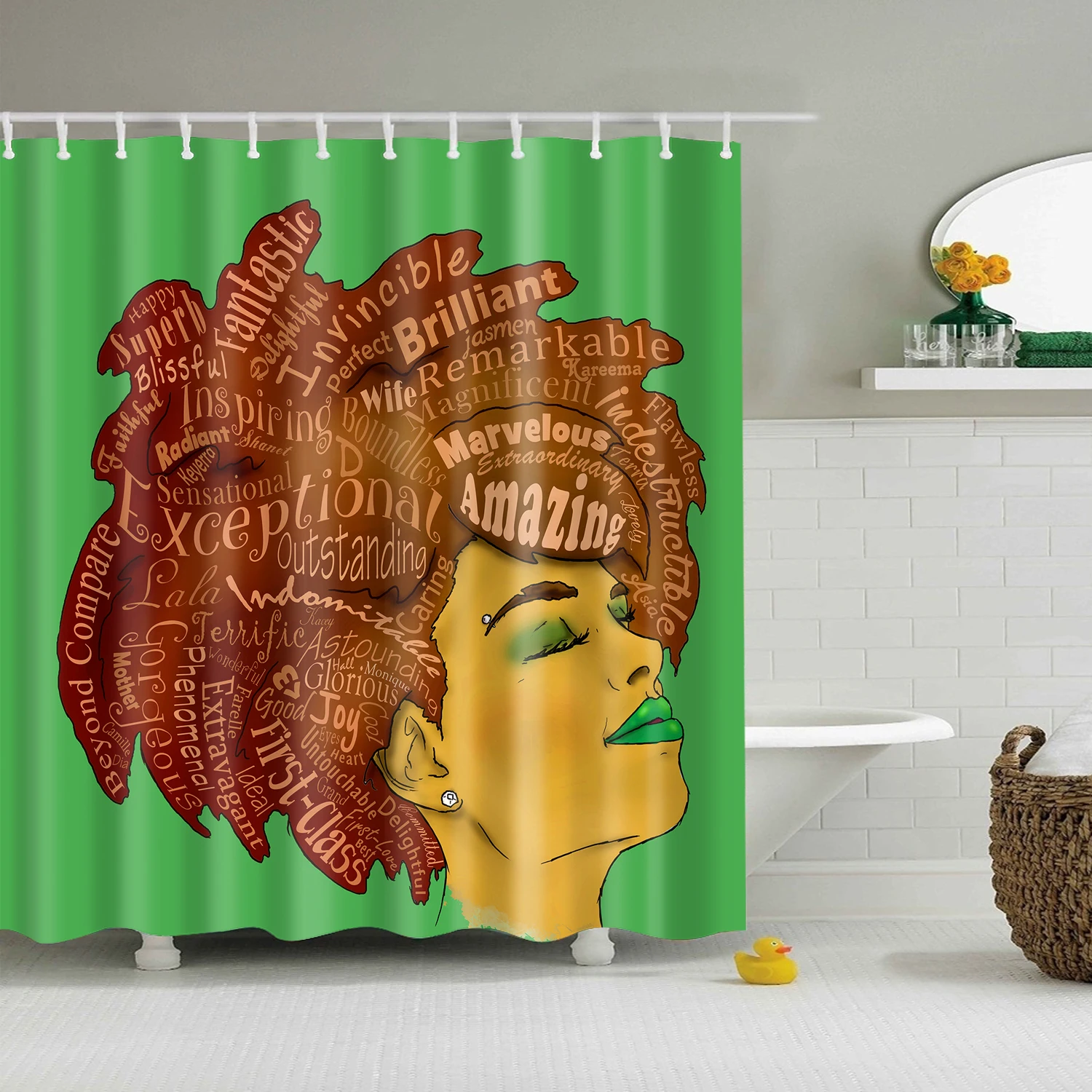 Black Queen Shower Curtain Sets African American Girl with
