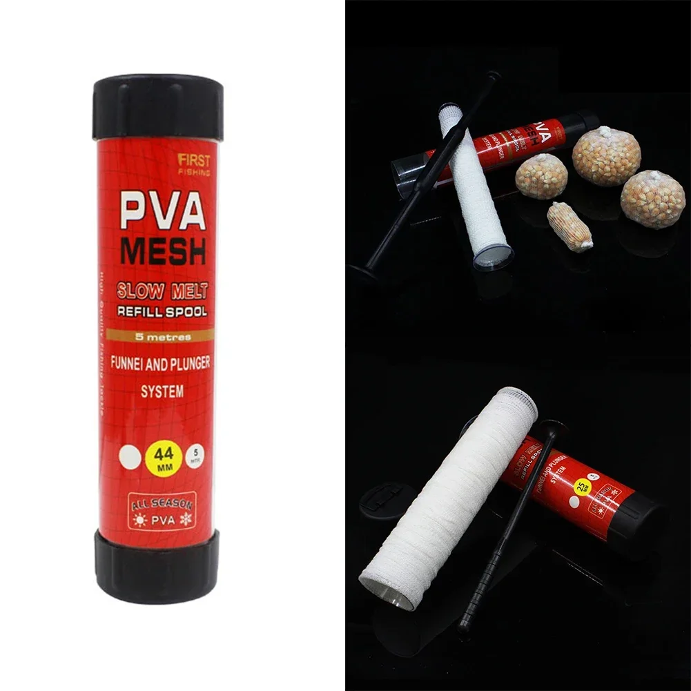 5m Fishing PVA Mesh Net Bait Bag Water Soluble Fishing Mesh Feeder With Tool 1PC PVA Tackle Accessories fishing net fishing bait wrap bag