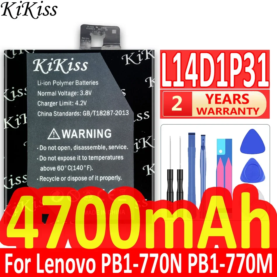 

KiKiss For Lenovo L14D1P31 4700mAh Battery For Lenovo PB1-770N PB1-770M PHAB Plus New High Quality Battery + Tools