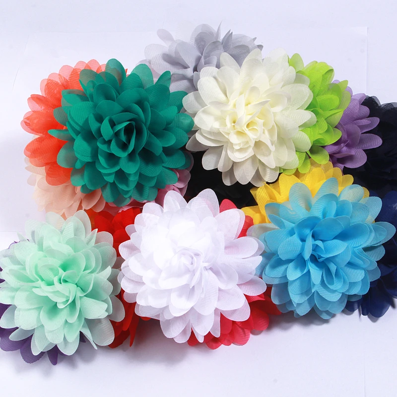 

200Pcs 10cm Silk Chiffon Fabric Artificial Soft Flower for Blossom Headwear Dress Clothing Brooch Necklace Decor DIY Accessories