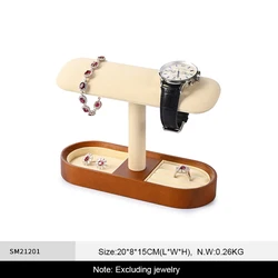 Solid Wood Display Stand for Watches, Jewelry, and Accessories (Single Beige)