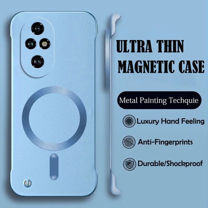 Luxury MagSafe Wireless Charging Phone Case with Magnetic Bumper and Hard Protective Cover
