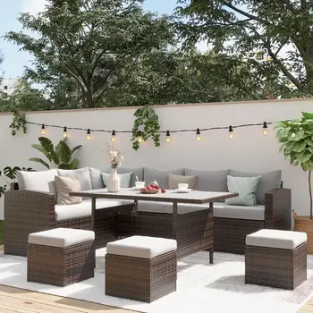 7-Piece Wicker Patio Dining Set 1