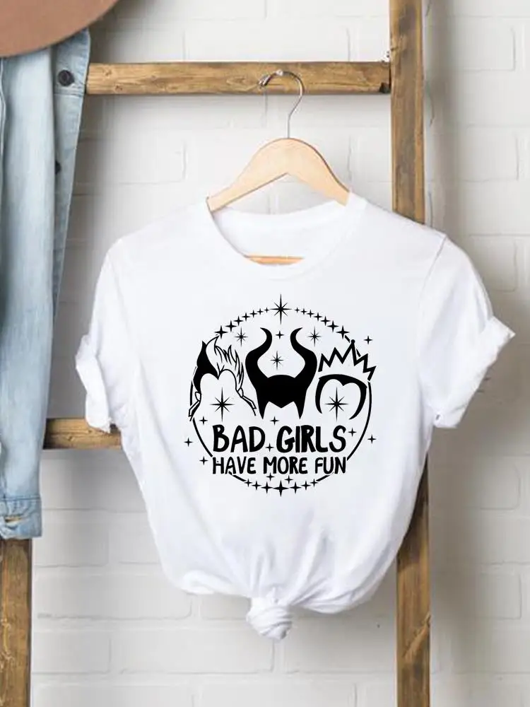 

Disney Women Lovely Letter Sweet Trend Cute Print Cartoon Clothing Witch Casual Tee Shirt Fashion Short Sleeve Graphic T-shirts