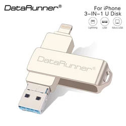 DataRunner pamięć Flash USB napęd 32GB 64GB 128GB pamięć USB 8GB 16GB Cle USB 3.0 Pendrive dla iPhone 14 Pro/13/12/11/XS Max