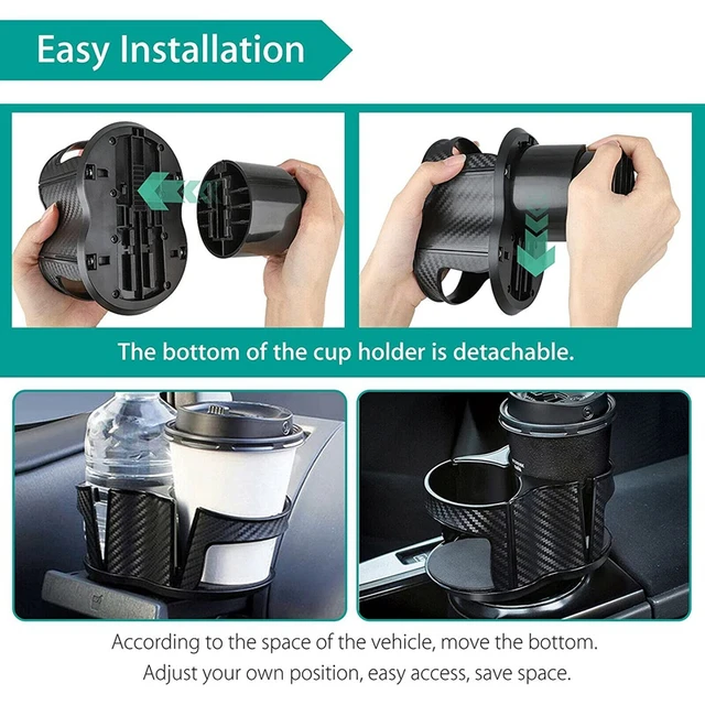 2 in 1 Multifunctional Car Cup Holder Expander Adapter with Adjustable  Base,All Purpose Car Cup Holder and Organizer for Snack Bottles Cups Drink  