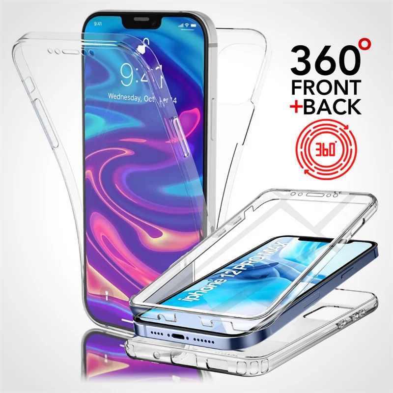 360° Full Cover Transparent Protective Soft Silicone Phone Case