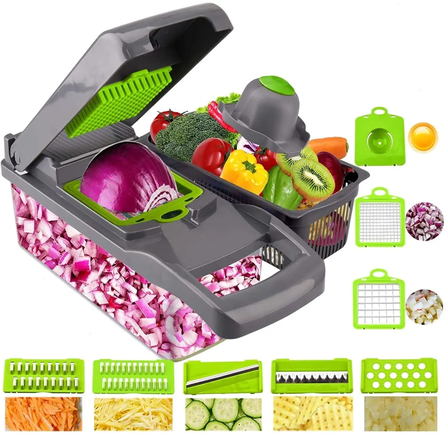 LMETJMA Vegetable Chopper Professional Mandoline Slicer Onion Chopper  Veggie Slicer with 8 blades and Filter Basket KC0451 - AliExpress