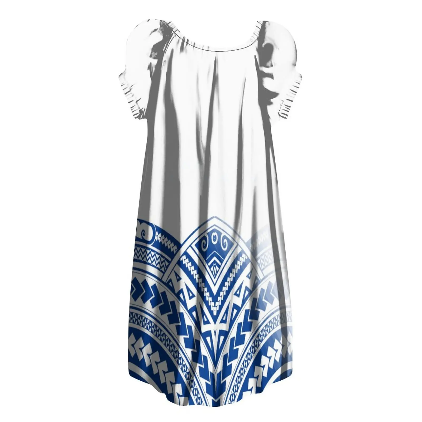 

Summer Papua New Guinea Bubble Sleeve Design Dress Loose Low Neck And Knee Dress Casual Party Dress Short Sleeve Dress Custom