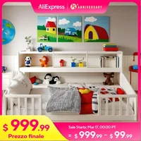 Full Montessori Floor Bed with Bedside Bookcase & Shelves, Full Size Floor Bed W/Safety Guardrails, No Box Spring Needed 1