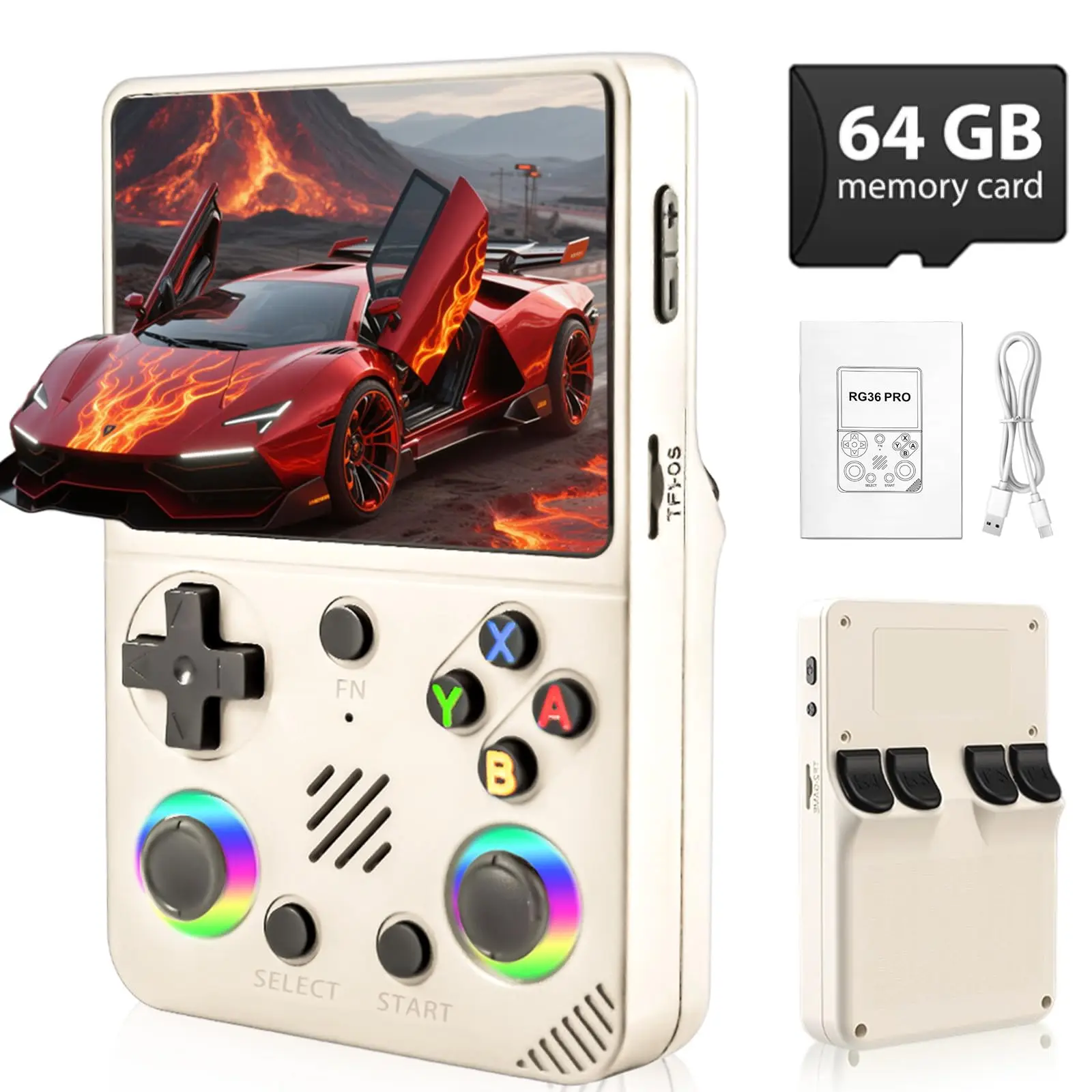 RG36PRO Handheld Game Console 3.5 Inch IPS Screen 30000 Games 64G Card 3000mAh Battery Open Source Retro Gaming Player_voghion.com