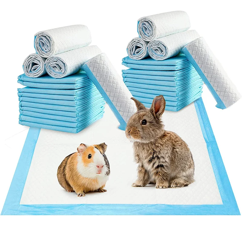 

Rabbit Pee Pads Guinea Pig Disposable Cage Liner Leak-Proof Super Absorbent Potty Training Pad for Bunny Cat Hedgehog Hamster