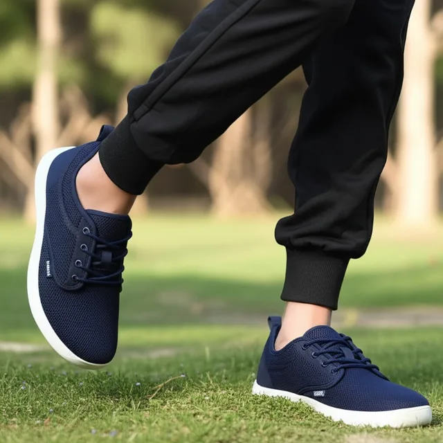 Zapatos de punta ancha para hombre, malla tejida transpirable, cómodos, descalzos, informales, versátiles, suela suave, zapatos anchos para caminar, 2025 5