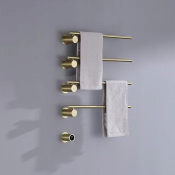 ราวแขวนผ้าเช็ดตัวไฟฟ้าสีทองขัดเงา ควบคุมอุณหภูมิและเวลาผ่านระบบ Tuya WiFi ติดตั้งแบบซ่อน พร้อมระบบทำความร้อน 2