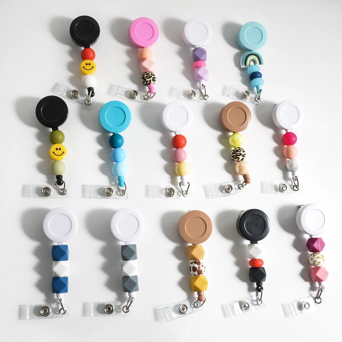 Retractable Pull Badge for Name Badge ID Card Id Badge Silicone Beads Reel Nurse Badge Card Holder School Supplies Accessories