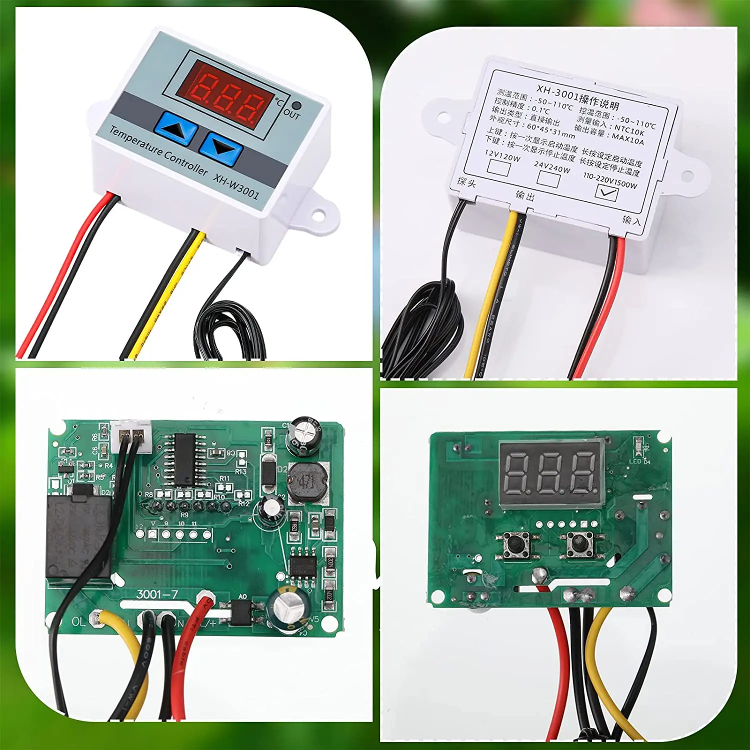 Digital Thermometer XH-W3001/W3002 digital display LED microcomputer hot and cold temperature thermostat control switch 12V 24V 220V