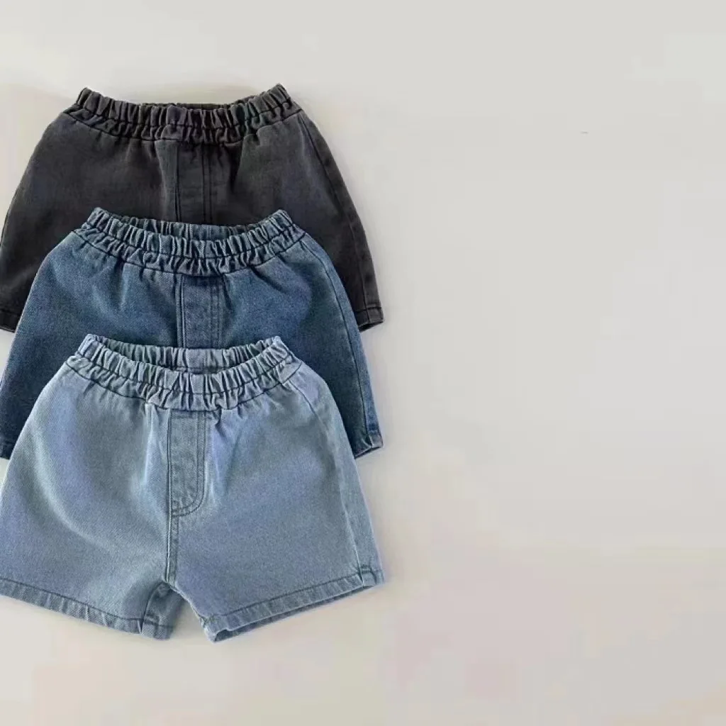 Summer Baby Denim Shorts Solid Boys Girls Pocket Pants Infant