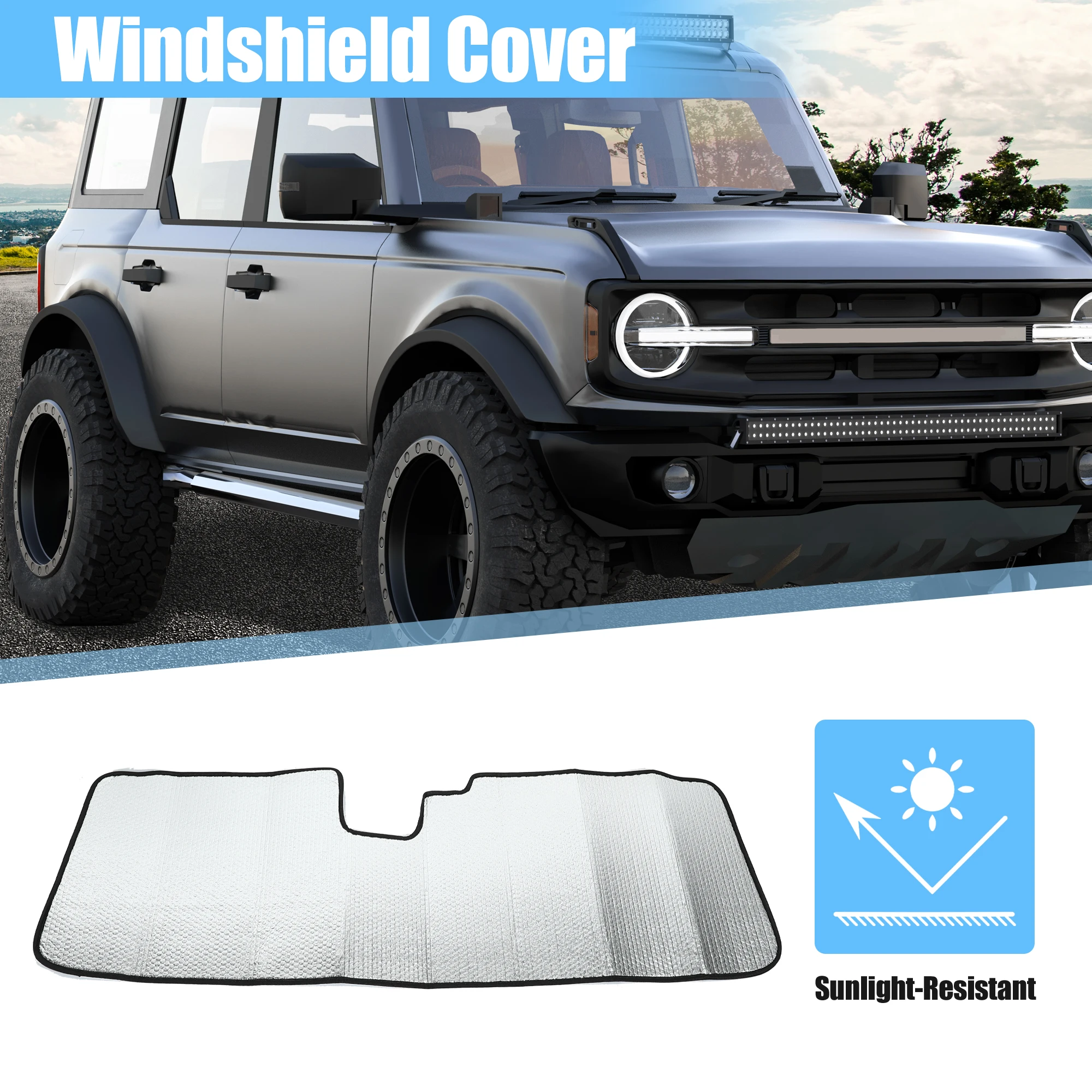 

Uxcell изолированный солнцезащитный козырек для Ford Bronco 2021 2022 автомобильный солнцезащитный козырек из алюминиевой фольги серебристого цвета 139x46,3 см солнцезащитный козырек для автомобиля