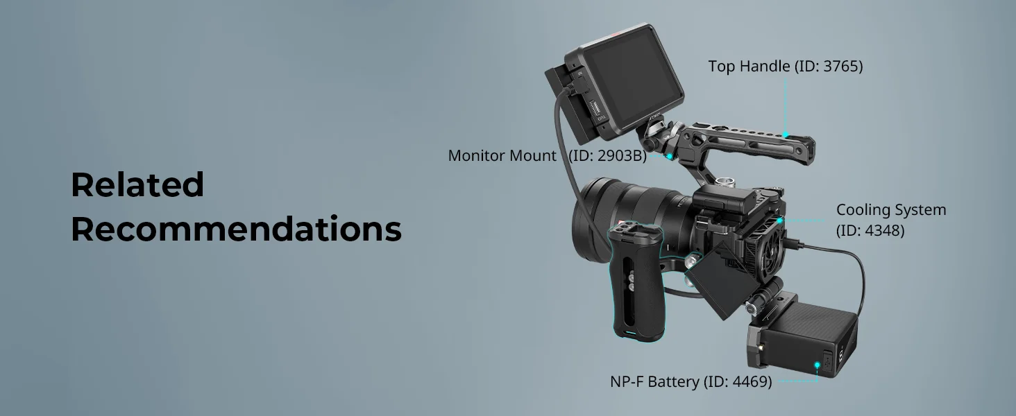 SmallRig Mini Side Handle with 1/4" -20 Screws, Comfort Silicone Grip For Dslr C