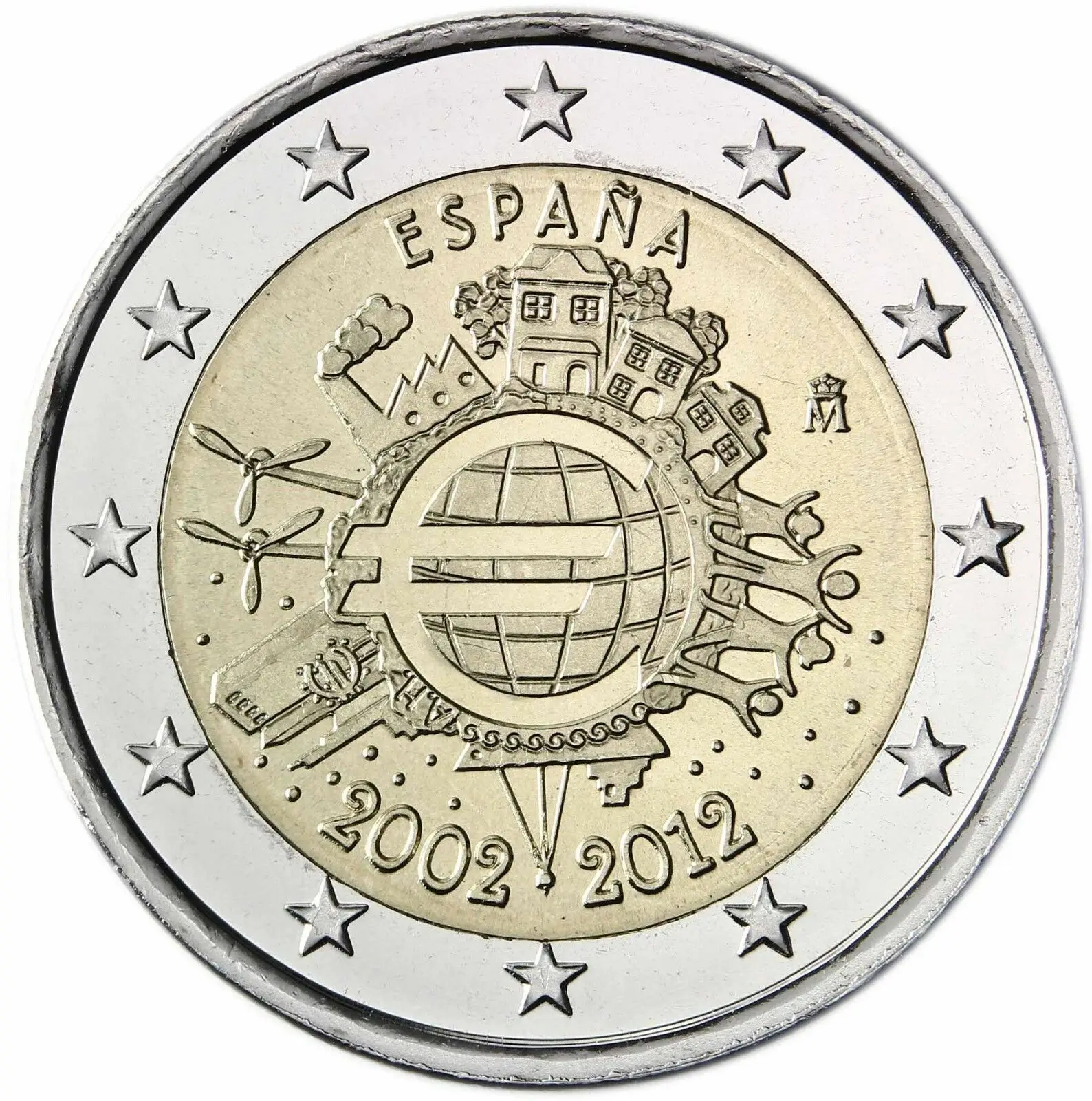 Spagna 2012 Moneta Commemorativa Euro 10 Th Anniversary 2 Euro Unc