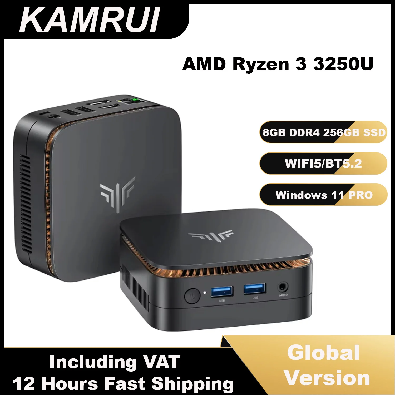 KAMRUI ミニPC AMD Ryzen 3 3250U / DDR4 8GB / SSD 256GB