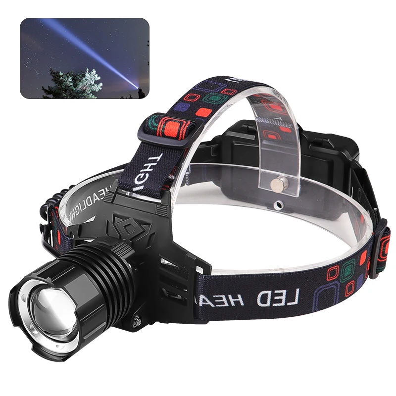 

30W LED Telescopic Zoom Headlamp With Tail Lamp 2*1500mAh 18650 Battery USB-C Rechargeable IPX4 Waterproof Lightweight Headlight